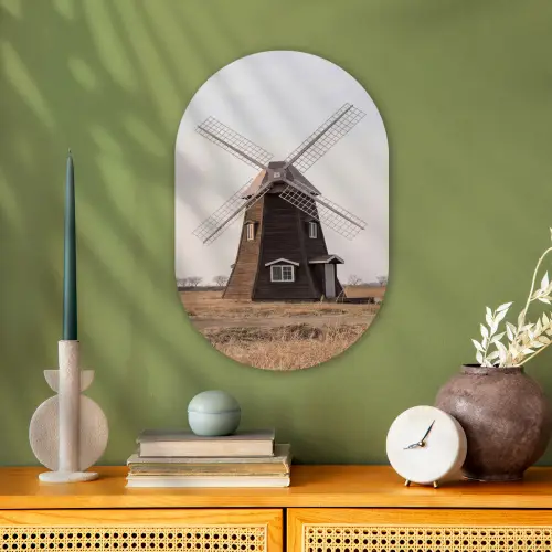 Windmolens - Landschap - Veld Wandcirkel Ovaal Forex klein -sfeer2
