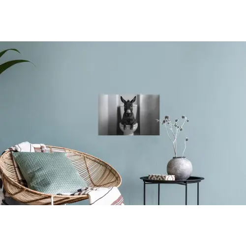 Ezel - Telefoon - Toilet - Zwart - Wit Muursticker klein -plant
