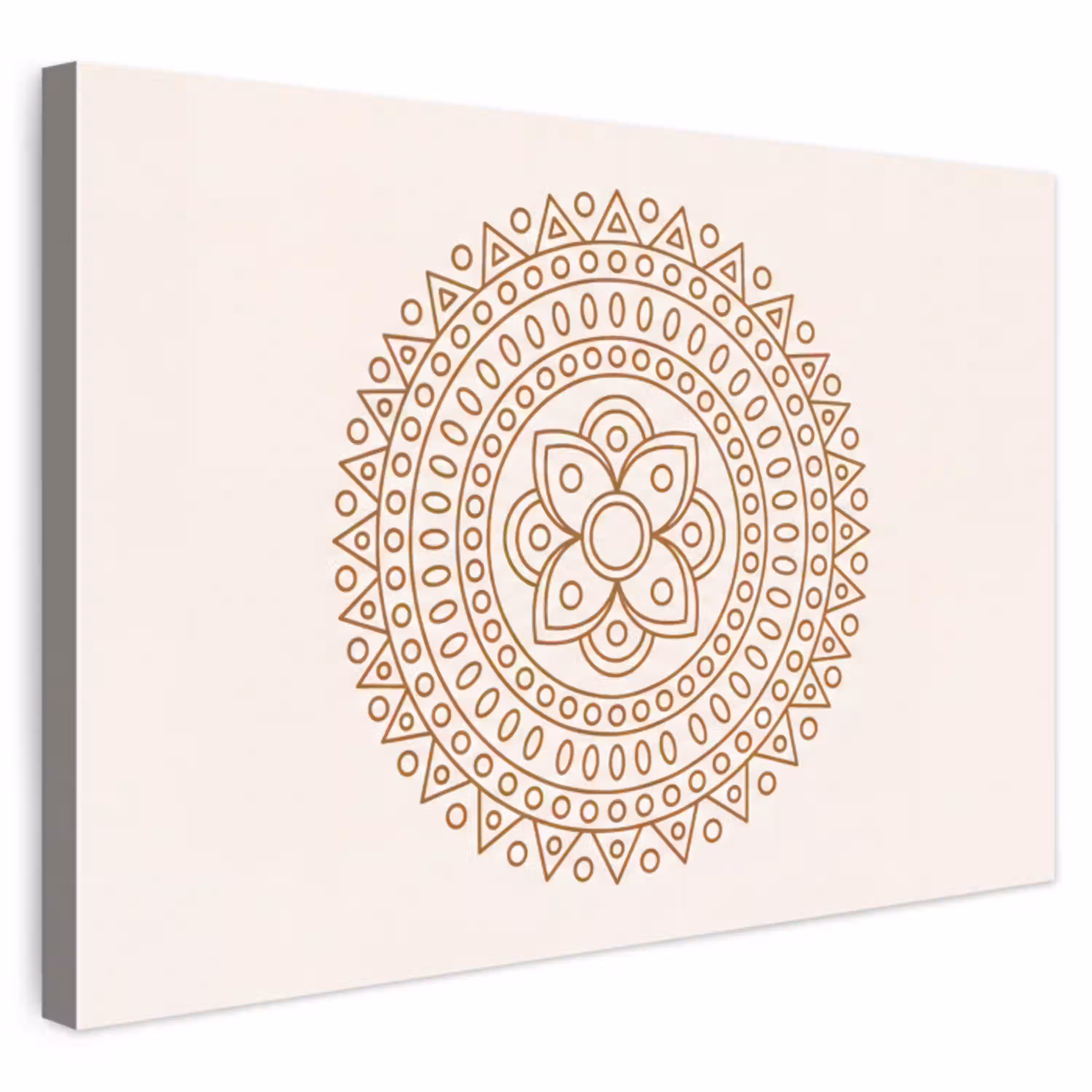 Mandala - Geometrisch - Abstract - Oosters - Bruin Tuinposter op houten frame 2 cm dik klein -3d