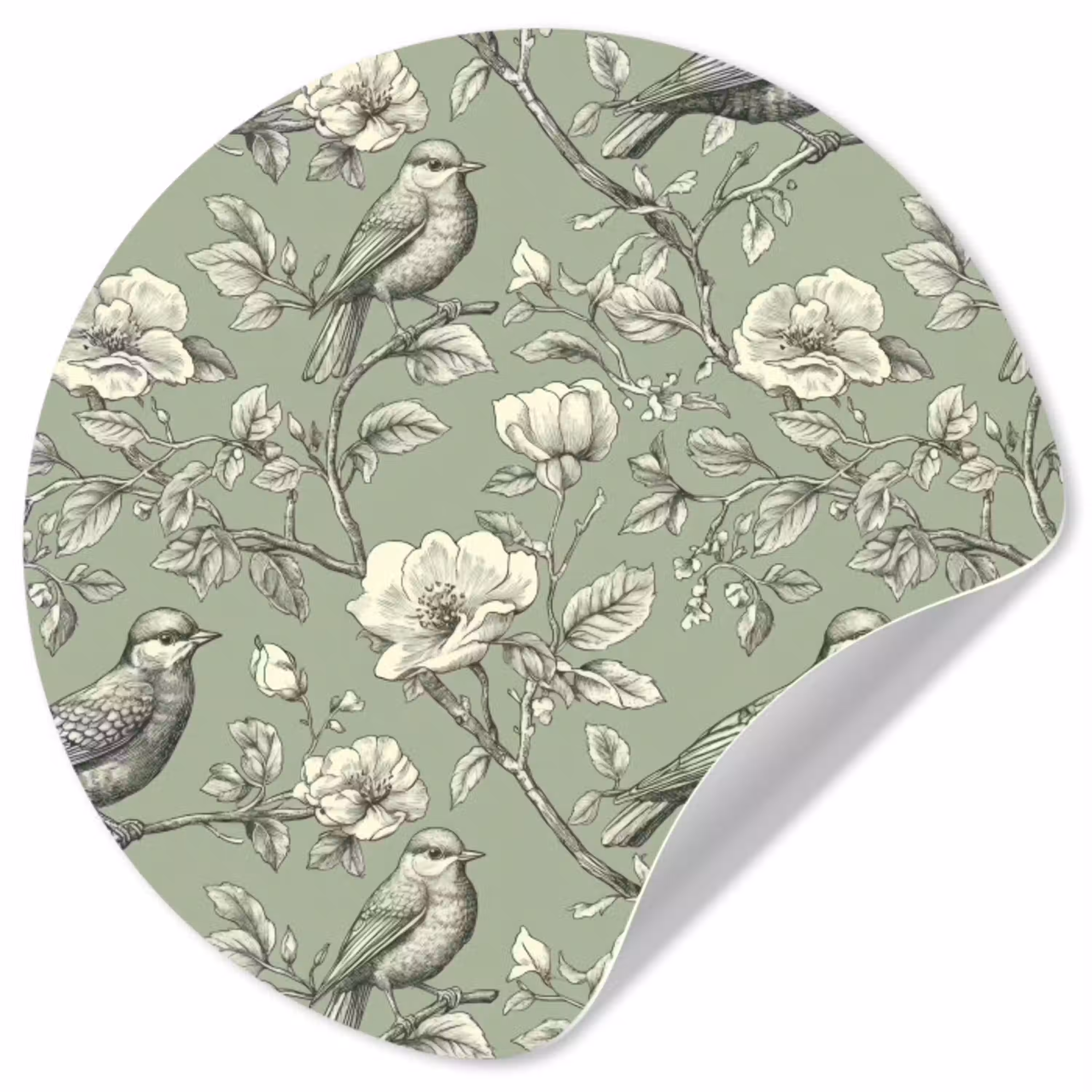 Klassiek - Botanisch - Groen Wandcirkel behangsticker klein 186 -3d