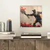 Street art - Man - Bloemen - Rood - Graffiti - Banksy plexiglas 5mm klein -sfeer1