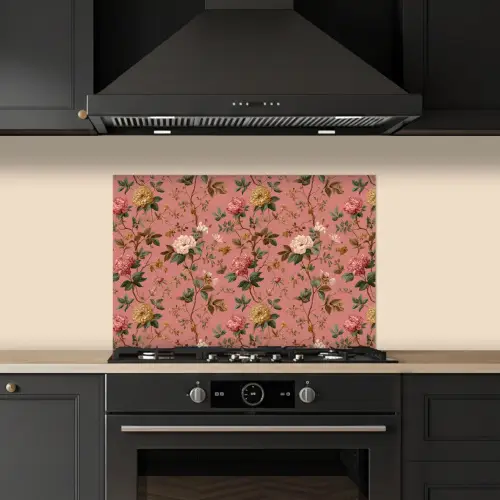 Klassiek - Botanisch - Roze keuken achterwand spatscherm klein 900 -sfeer1