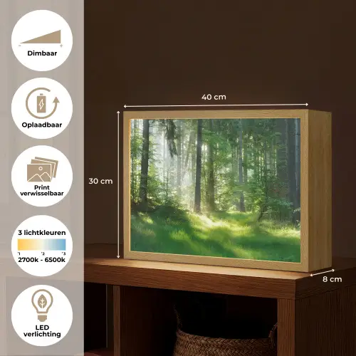 Natuur - Bomen - Bos - Groen - Zon - Gras - Planten Light Box met batterij (Wandlamp) middel -USP_websiteoverzichtNL