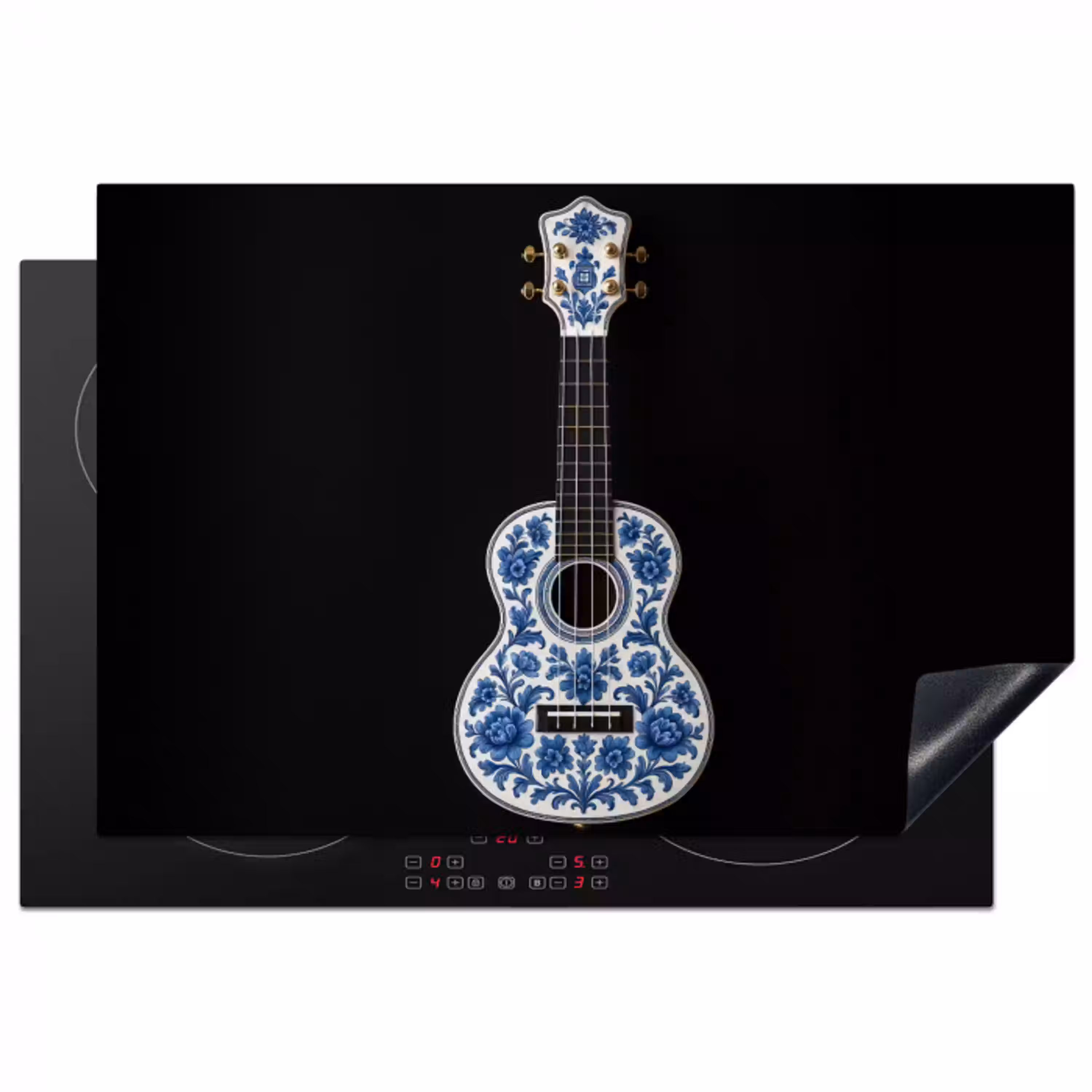 Ukelele - Delfts - Blauw - Muziek Inductie beschermer vinyl 3mm klein -3d