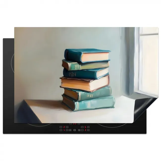 Stapel - Boeken - Groen - Daglicht Inductie beschermer vinyl 3mm klein -3d