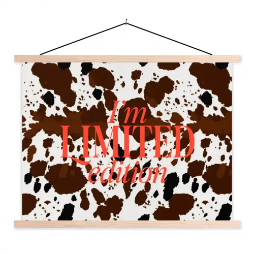 Koeienprint - Limited edition - Rood textielposter latten blank klein -3d