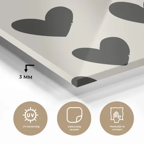 Hartjes - Zwart - Beige plexiglas 5mm klein -sfeer2