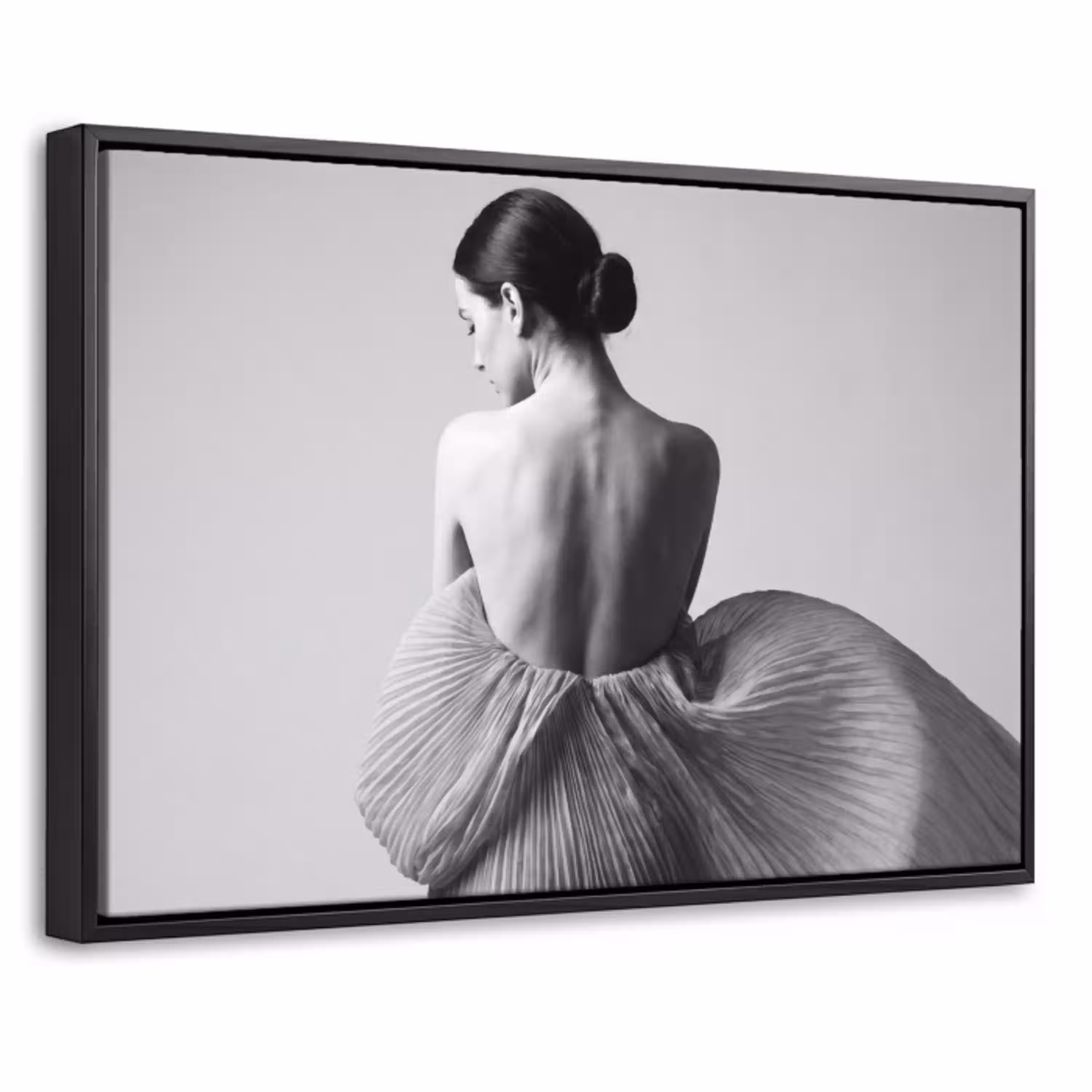 Vrouw - Rug - Textuur - Zwart - Wit - Elegant Canvas met baklijst klein -threedimensional_3d_global
