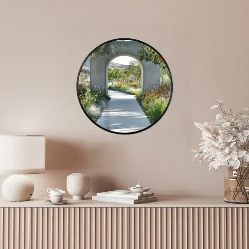 Doorkijk - Pad - Beton - Landschap Fotolijst rond zonder passe partout klein -sfeer3