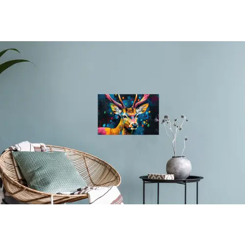 Graffiti - Hert - Dier - Kleurrijk Muursticker klein -plant
