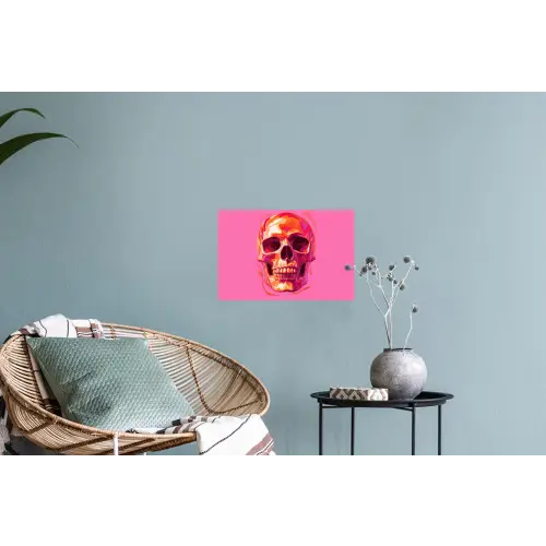 Felroze - Tanden - Schedel Muursticker klein -plant