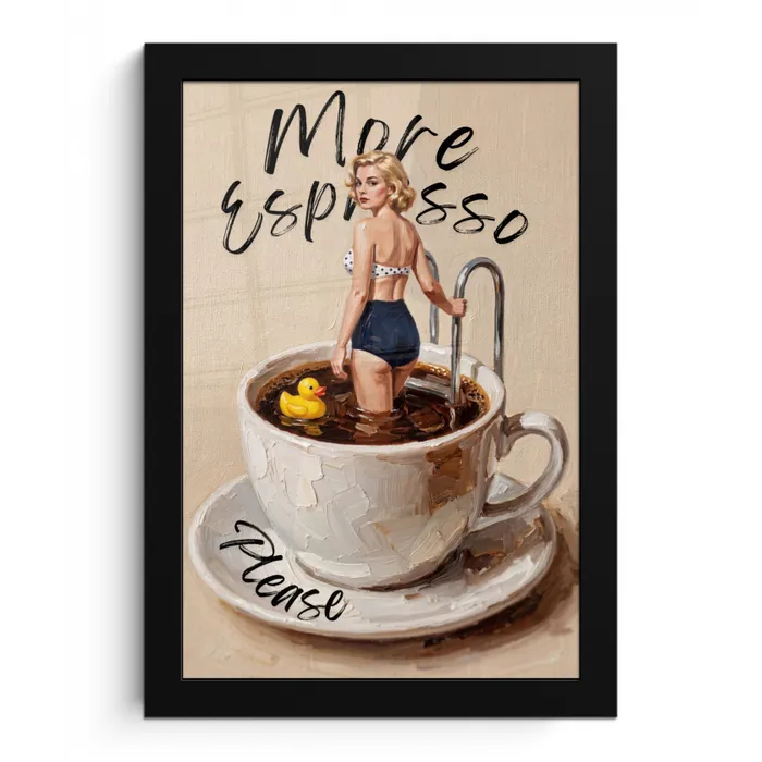 More espresso - Koffie - Eend fotolijst zwart zonder passe partout klein -3d