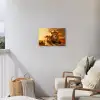 Leeuwenpaar bij zonsondergang Tuinposter op houten frame 2 cm dik klein -sfeer1