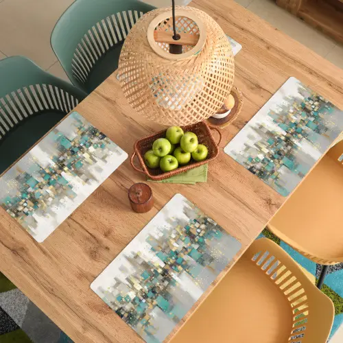 Abstract - Blokken - Goud - Skyline Placemat vinyl groot -zzsfeer5_Kitchenyeah-website
