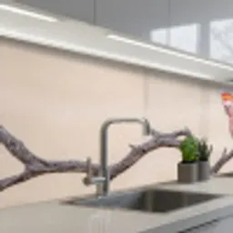 Papagaai - Tak - Roze keuken achterwand 2 middel -3d_schuin