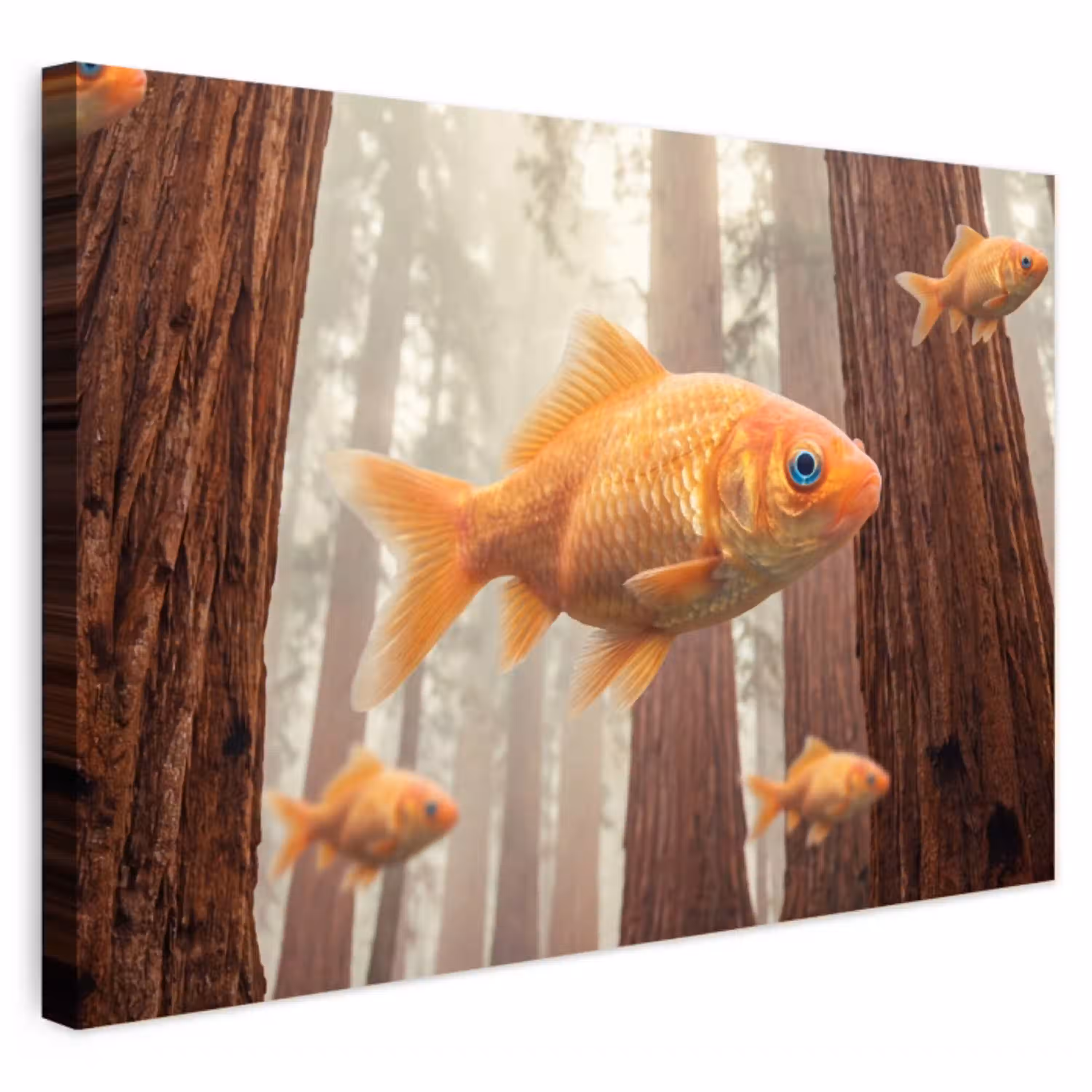 Vis - Bos - Fantasie Tuinposter op houten frame 2 cm dik klein -3d