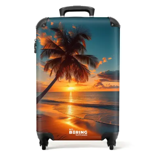Palmboom bij zonsondergang NBS - Handbagage koffer - Kinderen Unisex middel -productfoto_recht