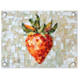 Aardbei - Rood - Mozaïek - Fruit tuinposter los doek klein -3d
