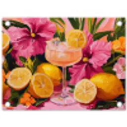Drink - Bloemen - Yellow tuinposter los doek klein -3d