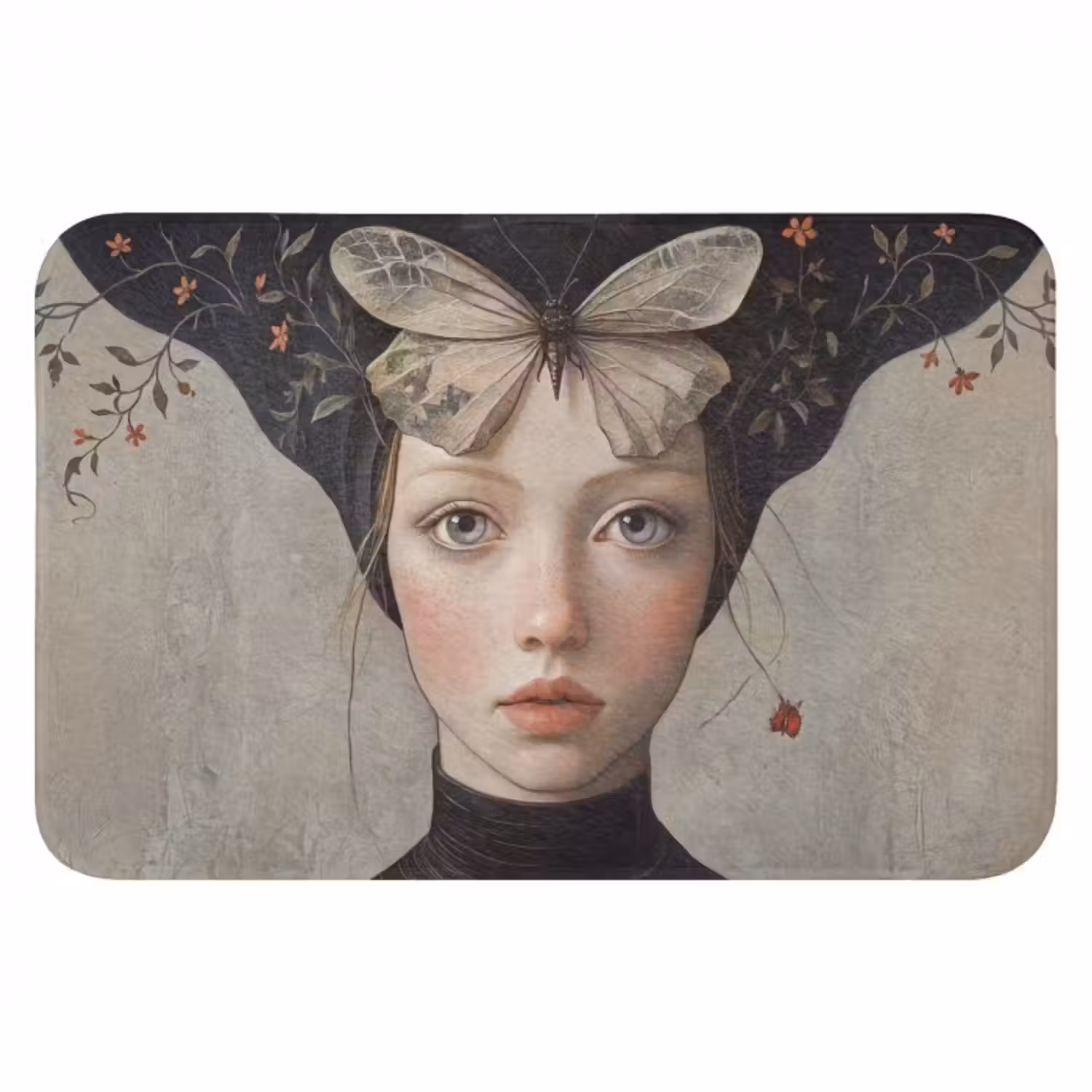 Badematte - Frau - Schmetterling - Kunst - Klassisch - Gedämpft