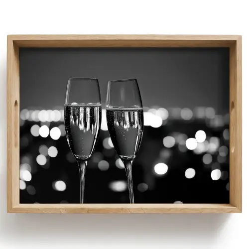 Bubbels - Proosten - Champagneglazen - Stadslichten Dienblad Rechthoek middel -z3d_shopping
