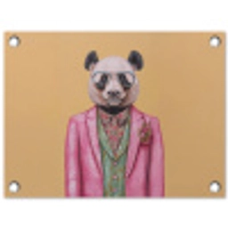 Panda - Pak - Zonnebril - Blauw tuinposter los doek klein -3d