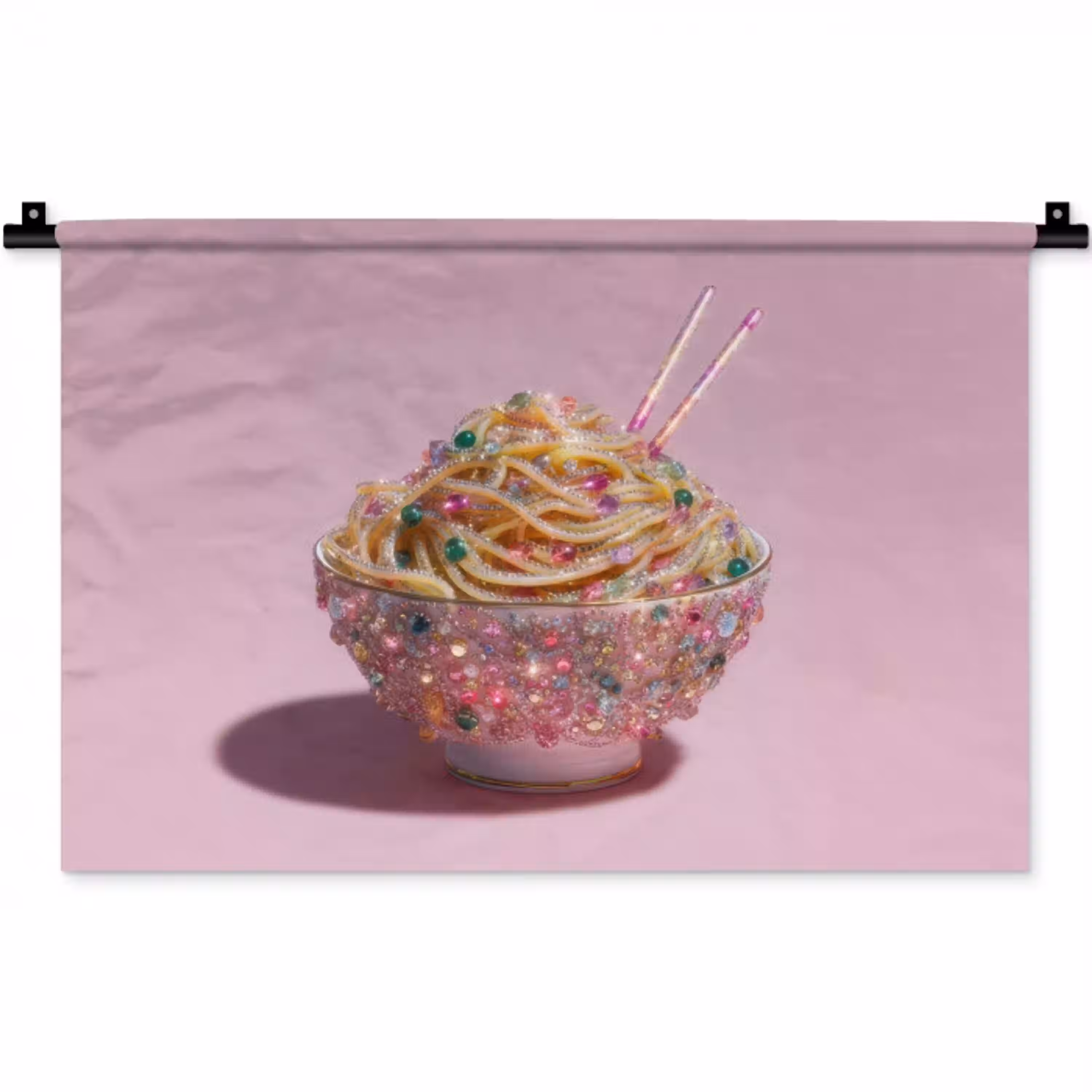 Noodles - Edelstenen - Stokjes - Roze Wandkleed katoen klein -zz3d