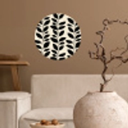 Botanisch - Dessin - Zwart - Beige Wandcirkel behangsticker klein 186 -sfeer1