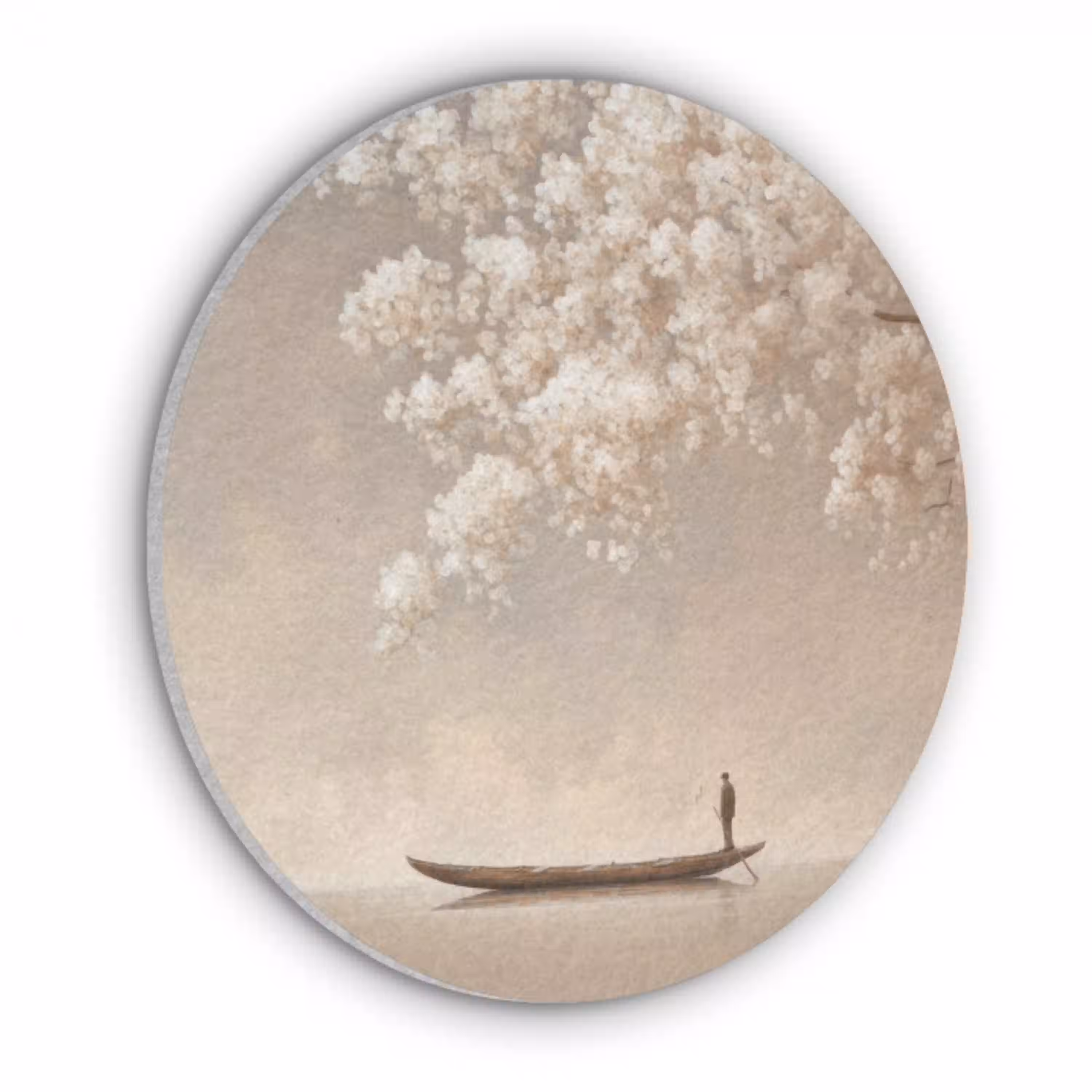 Bloesems - Wit - Boot - Minimalistisch Akoestische PET Vilt - Rond klein -3d