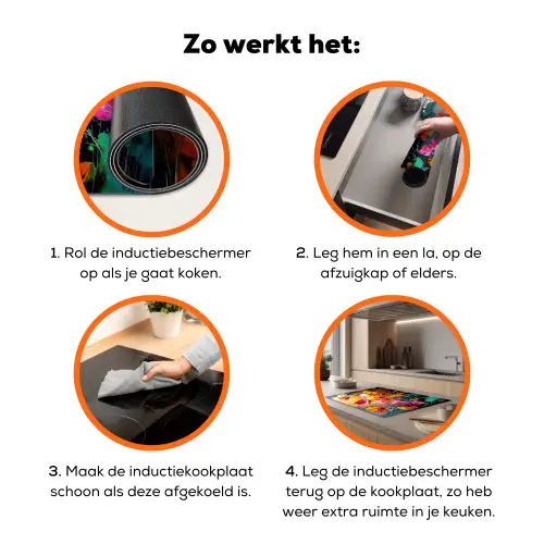 Felgekleurd - Bloemblaadjes - Abstract Inductie beschermer vinyl 3mm klein -zzzzzzz-td-werking