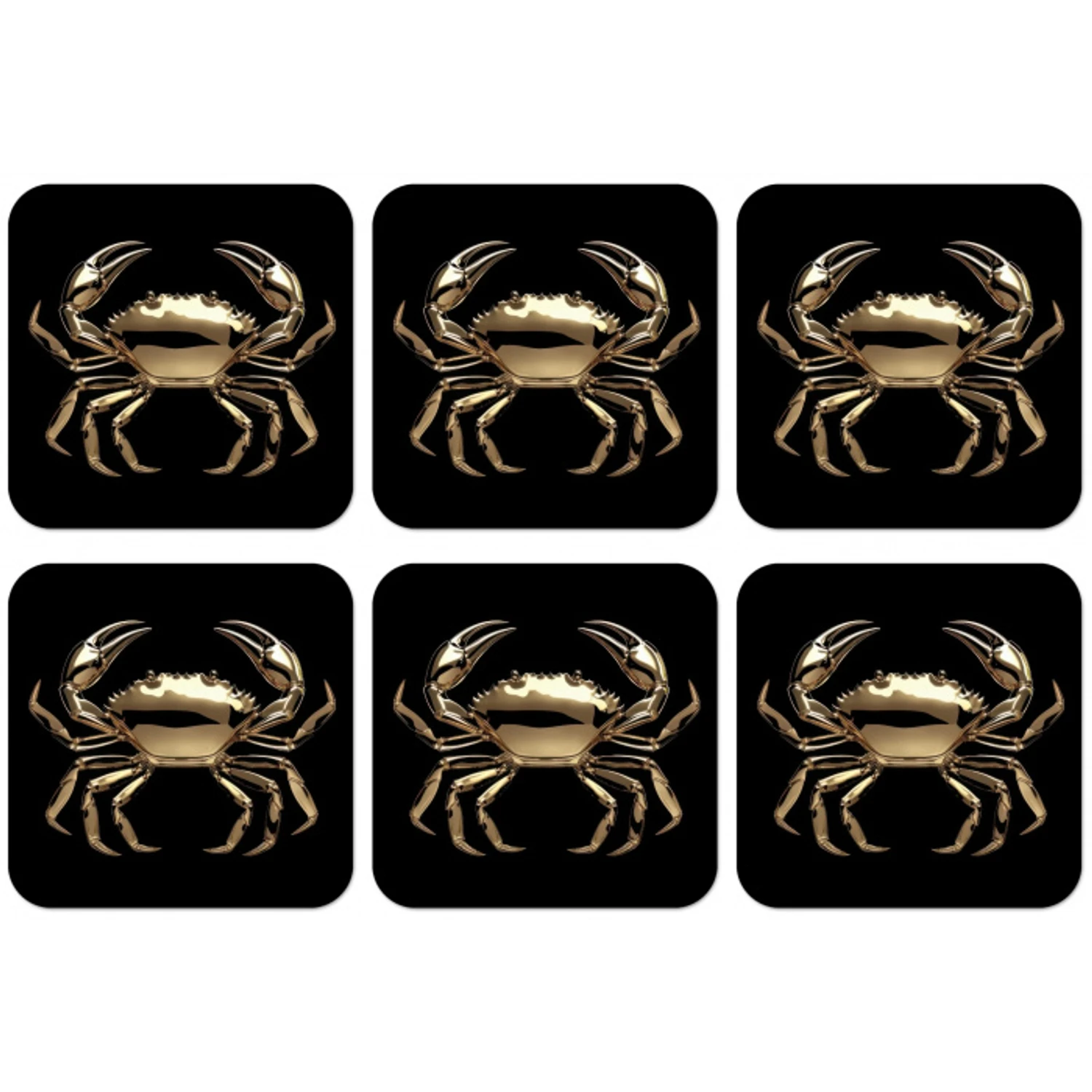 Goud - Krab - Dieren - Zwart onderzetter kurk middel -zkaufland3dotto