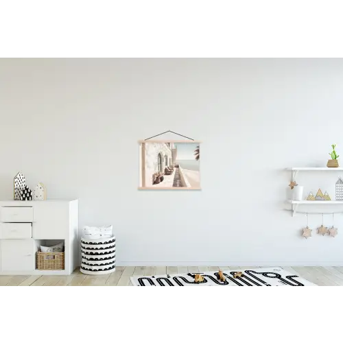 Terras - Stoelen - Strand - Beige textielposter latten blank klein -kinderkamer