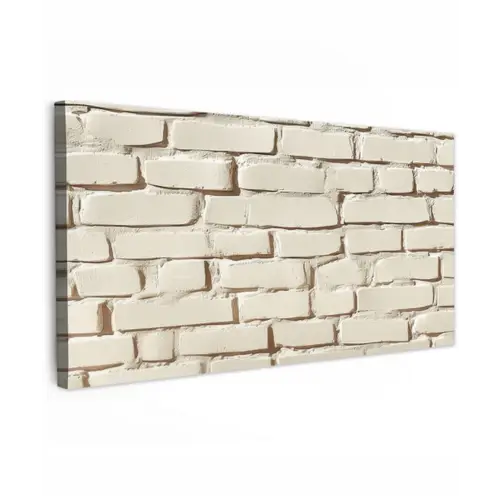 Bakstenen - Muur - Licht - Wit Tuinposter op houten frame 2 cm dik xxl -3d