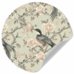 Bloem - Vogel - Kleurrijk Wandcirkel behangsticker klein 186 -3d