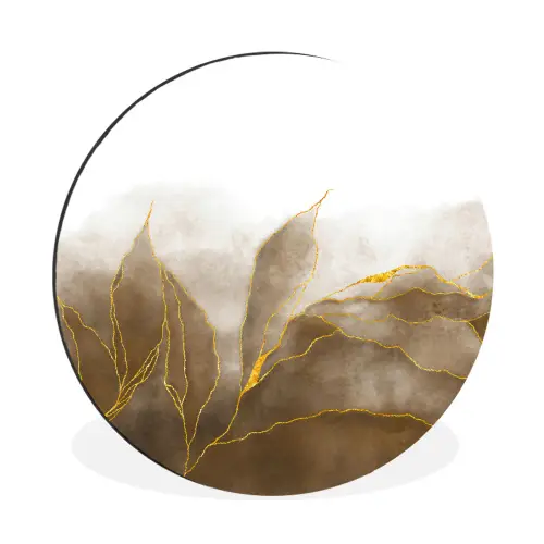 Marmer - Goud - Bruin - Textuur - Marmerlook Wandcirkel aluminium klein -3d
