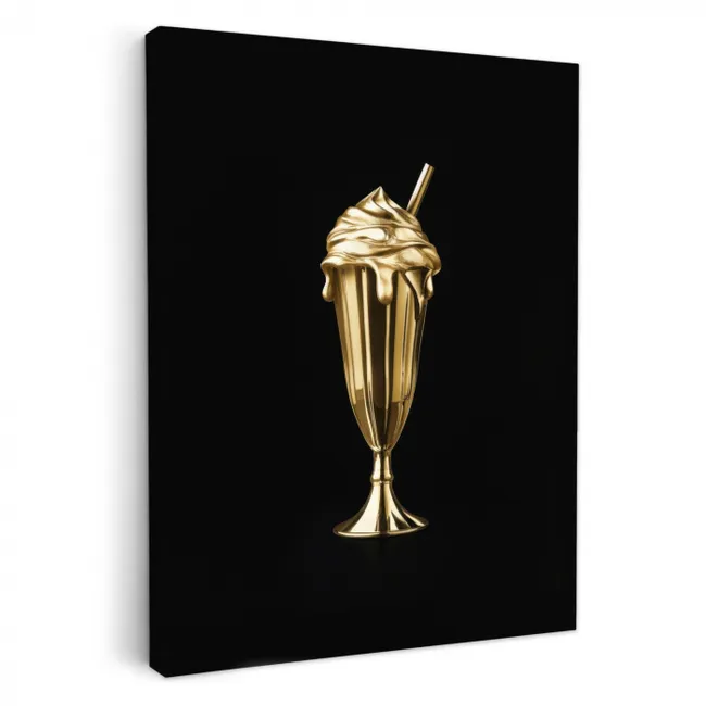 Leinwandbilder - Milchshake - Gold - Trinkend - Schwarz