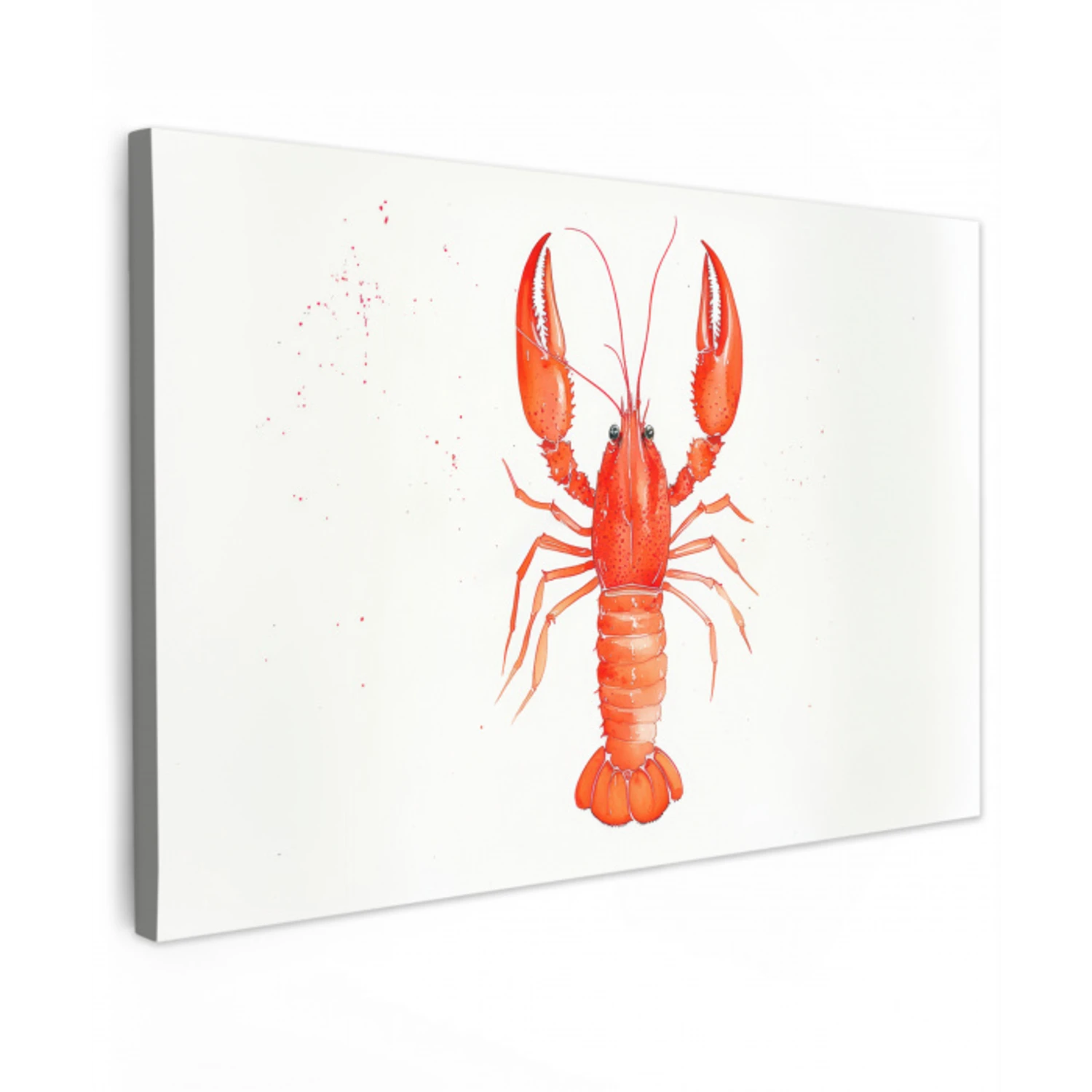 Kreeft - Waterverf - Aquarel - Oranje canvas 2cm klein -z3d