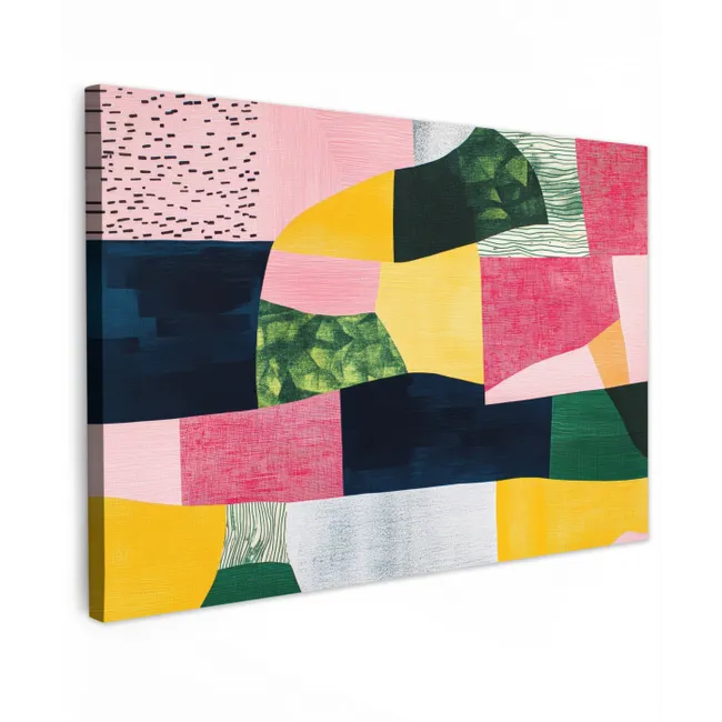 Abstract - Roze - Lappen - Vormen - Geel canvas 2cm klein -z3d