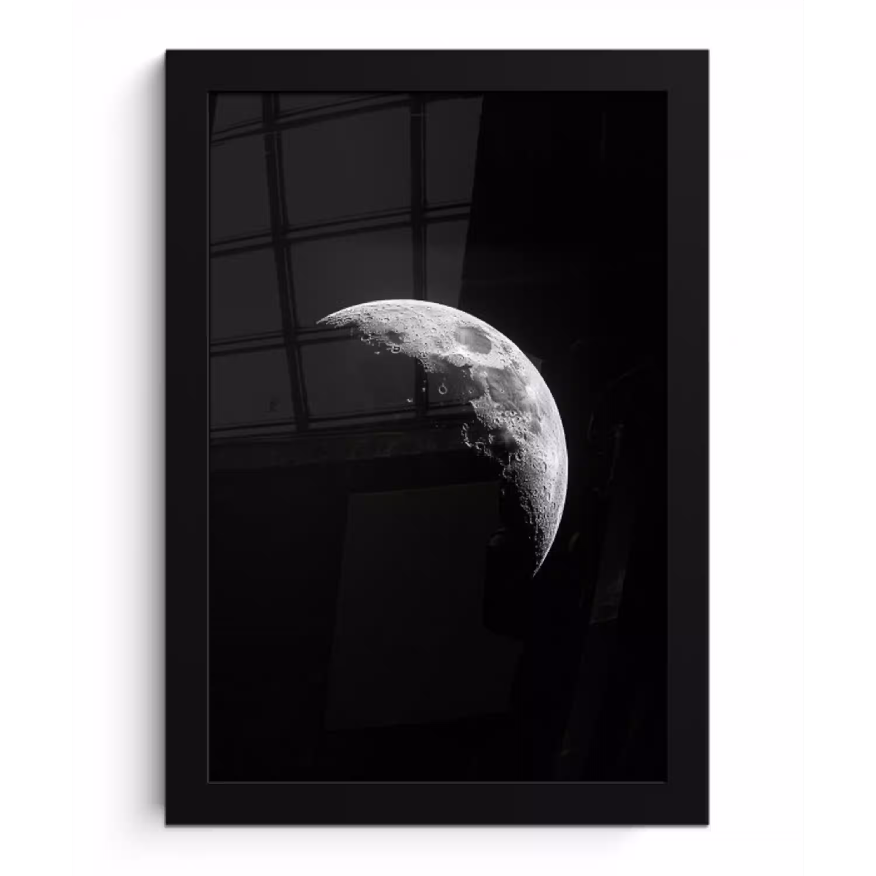Maan - Hemel - Zwart - Schaduw fotolijst zwart zonder passe partout klein -3d
