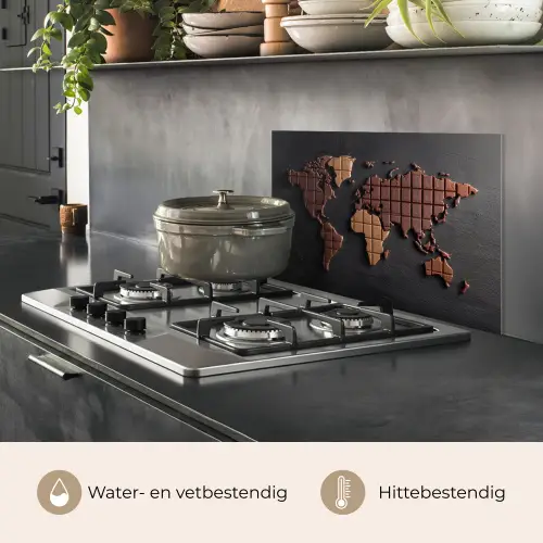 Wereldkaart - chocola - Smakelijke uitstraling keuken achterwand spatscherm klein -usp_NL
