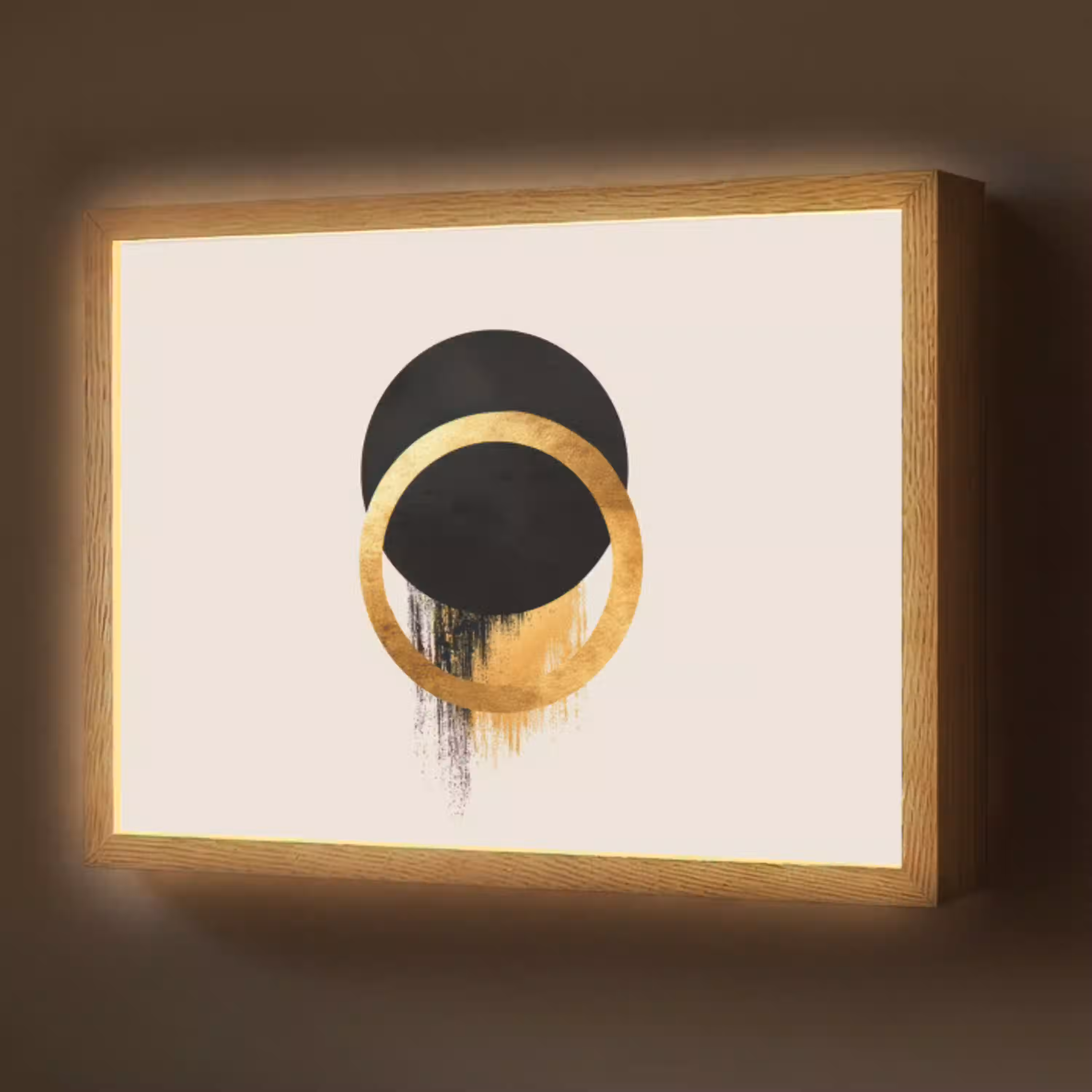 Abstract ontwerp - Zwarte cirkel - Verfvlekken Light Box met batterij (Wandlamp) middel -z3d_website