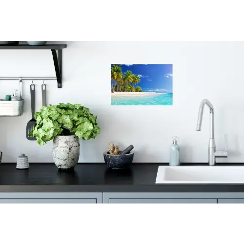 Strand - Zee - Palmboom - Zon - Zomer Muursticker klein -keuken