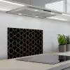 Verweven - Zeshoeken - Zwart - Goud keuken achterwand spatscherm klein 900 -3d_schuin