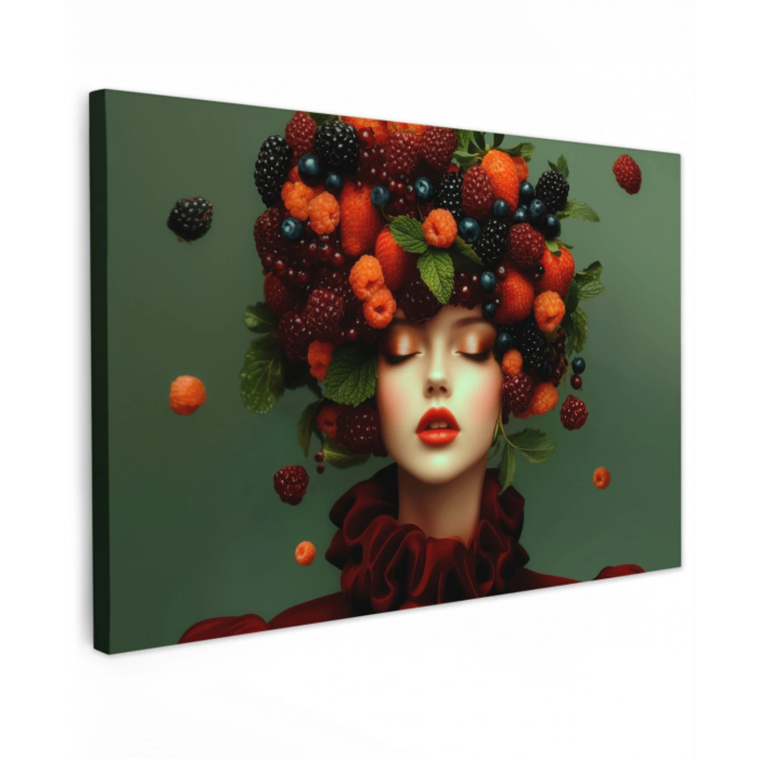 Vrouw - Aardbeien - Frambozen - Bramen - Bessen canvas 2cm klein -z3d