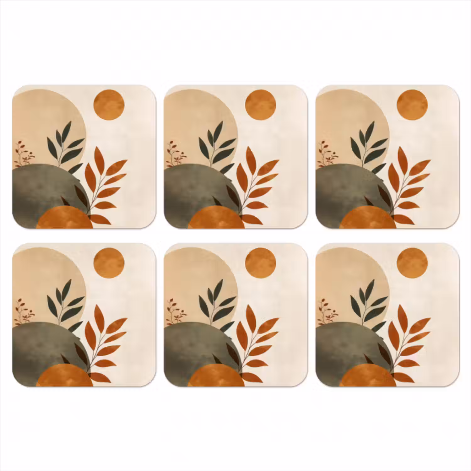 Untersetzer​ - Formen - Rund - Blätter - Beige