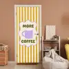 More coffee - Geel - Paars - Strepen - Mok deurposter klein -sfeer1