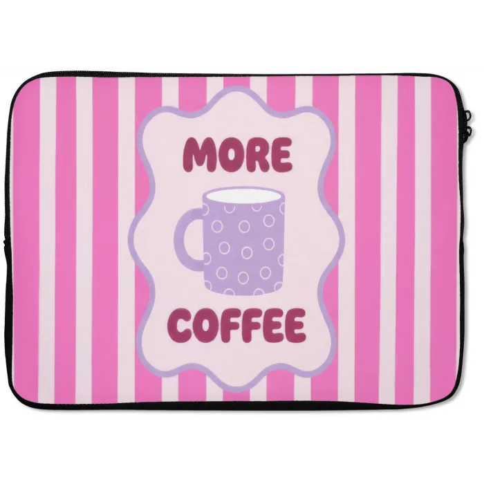 More coffee - Roze - Paars - Strepen - Mok laptophoes neopreen klein -zkaufland3dotto