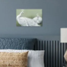 Pauwen - Wit - Natuur - Groen poster papier klein -sfeer2