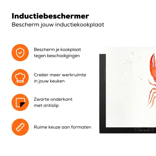 Kreeft - Waterverf - Aquarel - Oranje Inductie beschermer vinyl 3mm klein -zzzzzzz-td-ups