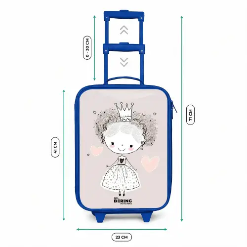 Prinses met krulletjes Kinderkoffer - Blauw klein -productfoto_formaten